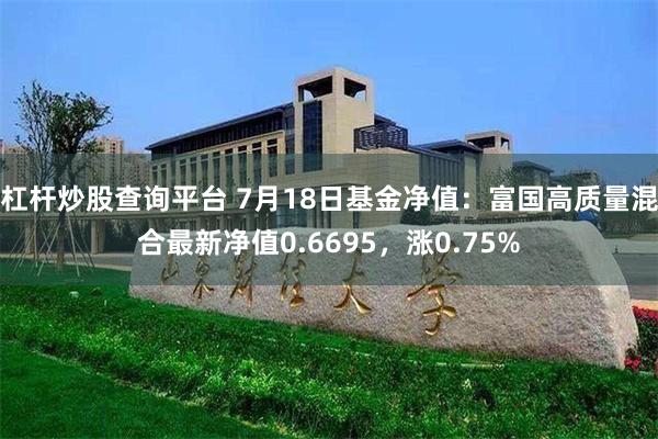 杠杆炒股查询平台 7月18日基金净值：富国高质量混合最新净值0.6695，涨0.75%