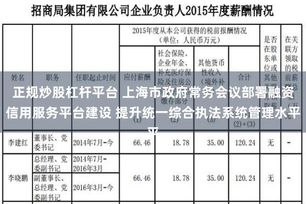 正规炒股杠杆平台 上海市政府常务会议部署融资信用服务平台建设 提升统一综合执法系统管理水平