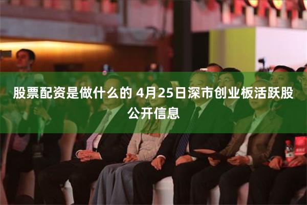 股票配资是做什么的 4月25日深市创业板活跃股公开信息