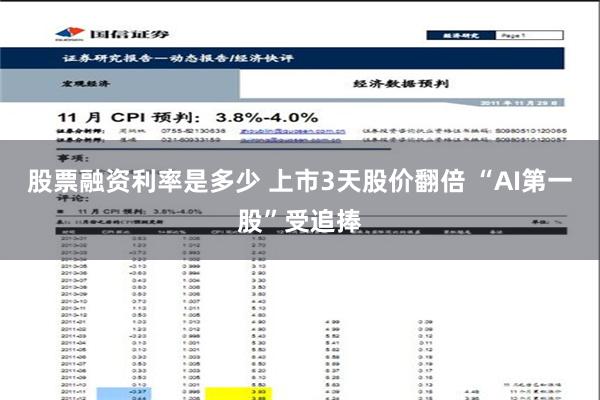 股票融资利率是多少 上市3天股价翻倍 “AI第一股”受追捧